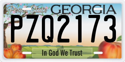 GA license plate PZQ2173