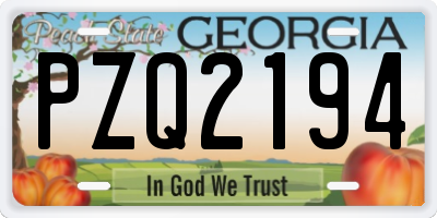 GA license plate PZQ2194
