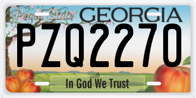 GA license plate PZQ2270