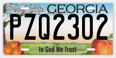 GA license plate PZQ2302