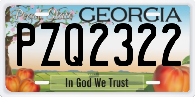 GA license plate PZQ2322