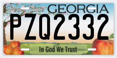 GA license plate PZQ2332