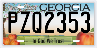 GA license plate PZQ2353