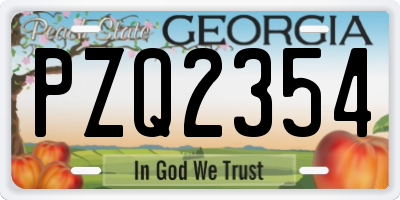 GA license plate PZQ2354