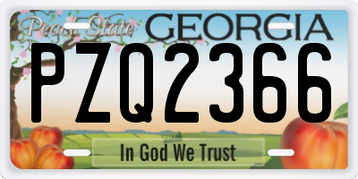 GA license plate PZQ2366
