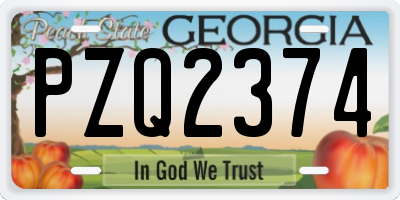 GA license plate PZQ2374