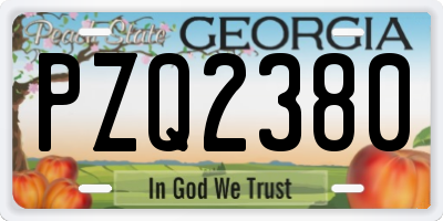 GA license plate PZQ2380