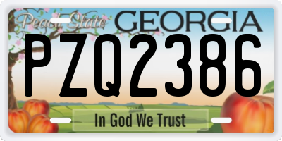 GA license plate PZQ2386