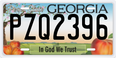 GA license plate PZQ2396