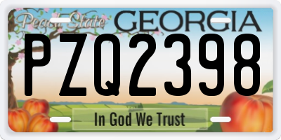 GA license plate PZQ2398