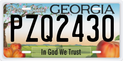 GA license plate PZQ2430