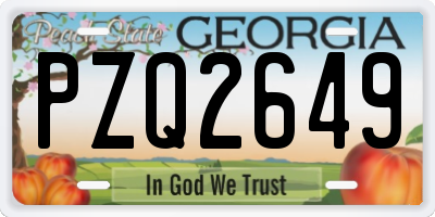 GA license plate PZQ2649