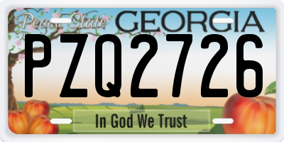 GA license plate PZQ2726