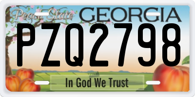 GA license plate PZQ2798