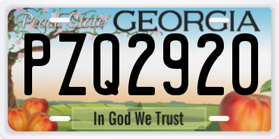 GA license plate PZQ2920