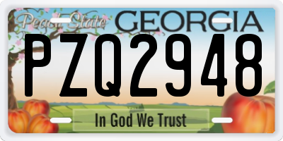 GA license plate PZQ2948