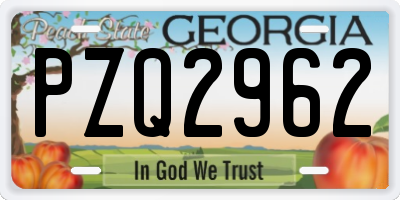 GA license plate PZQ2962
