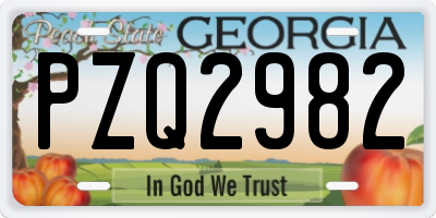 GA license plate PZQ2982