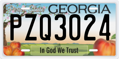 GA license plate PZQ3024