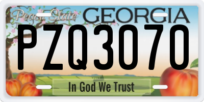 GA license plate PZQ3070