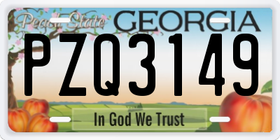 GA license plate PZQ3149