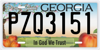 GA license plate PZQ3151