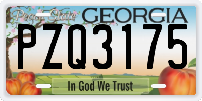 GA license plate PZQ3175