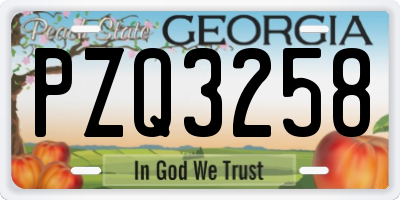 GA license plate PZQ3258