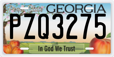 GA license plate PZQ3275