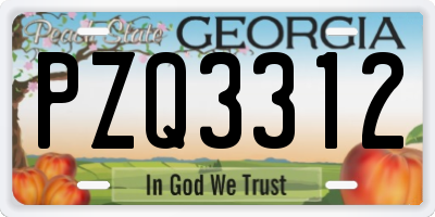 GA license plate PZQ3312