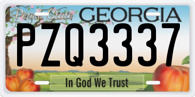 GA license plate PZQ3337