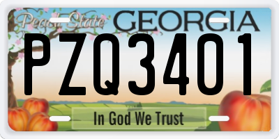 GA license plate PZQ3401