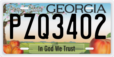 GA license plate PZQ3402