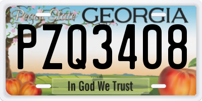 GA license plate PZQ3408