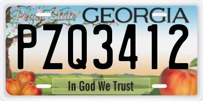 GA license plate PZQ3412