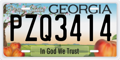 GA license plate PZQ3414