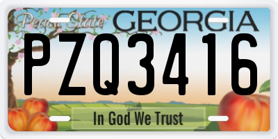 GA license plate PZQ3416