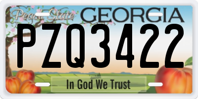 GA license plate PZQ3422