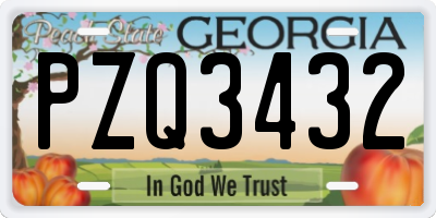 GA license plate PZQ3432