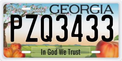 GA license plate PZQ3433