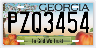 GA license plate PZQ3454
