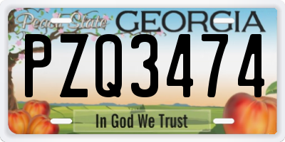 GA license plate PZQ3474