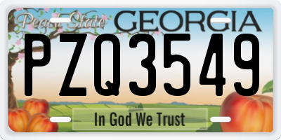 GA license plate PZQ3549