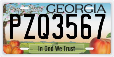 GA license plate PZQ3567