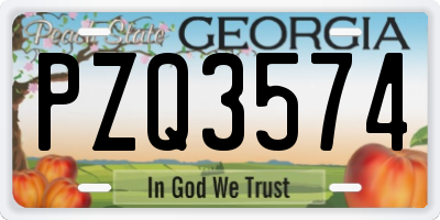 GA license plate PZQ3574