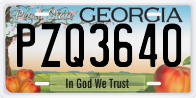 GA license plate PZQ3640