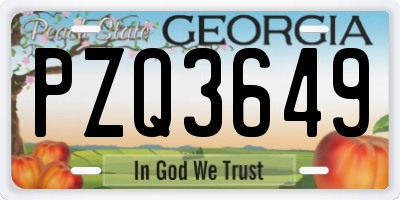 GA license plate PZQ3649