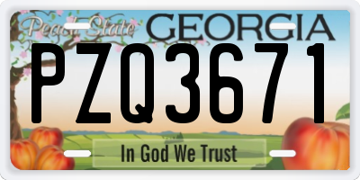 GA license plate PZQ3671
