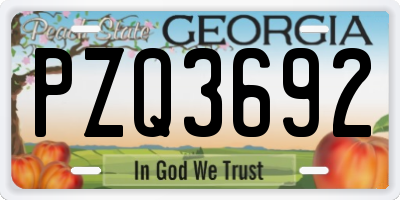 GA license plate PZQ3692