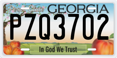 GA license plate PZQ3702
